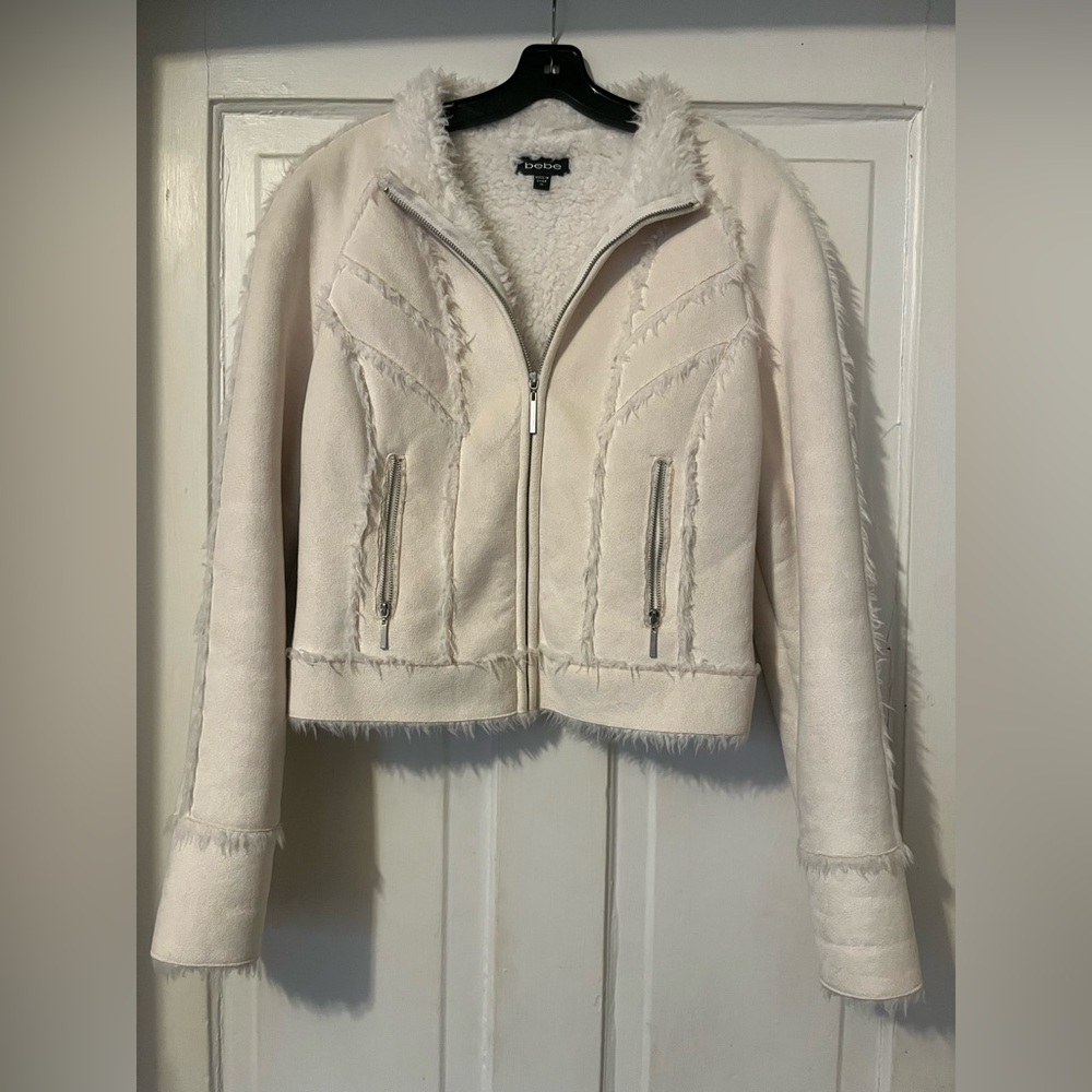 Bebe Off-White Teddy Jacket